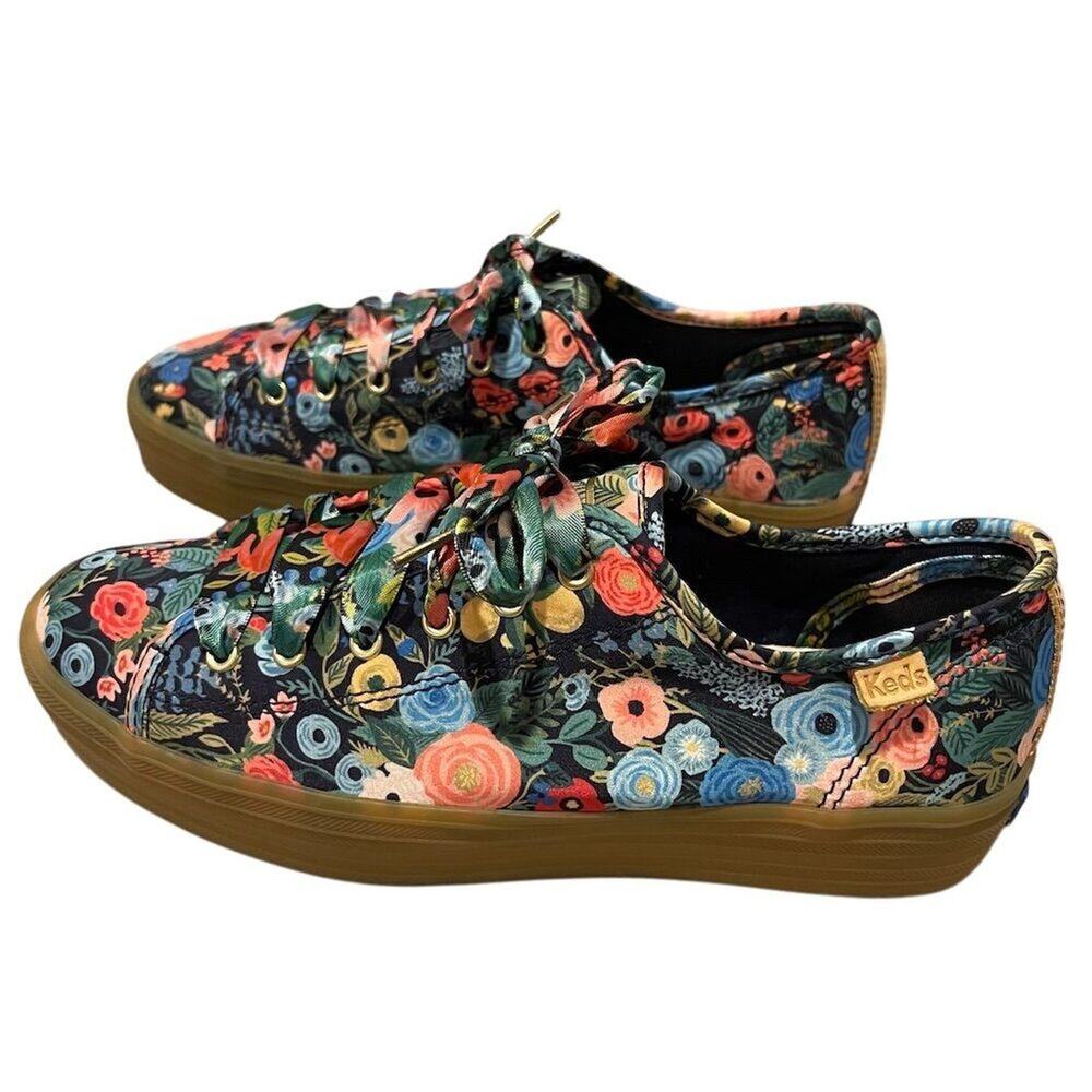 Keds x Rifle Paper Co. Women's Floral Ribbon lace up Sneakers Size 7 Floral